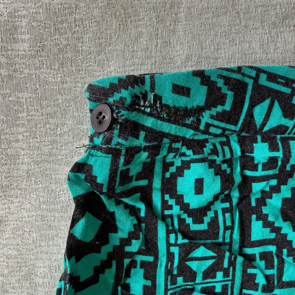 Tribal Print Mini Skirt Size Medium‎ Teal Black Aztec Boho High Waist